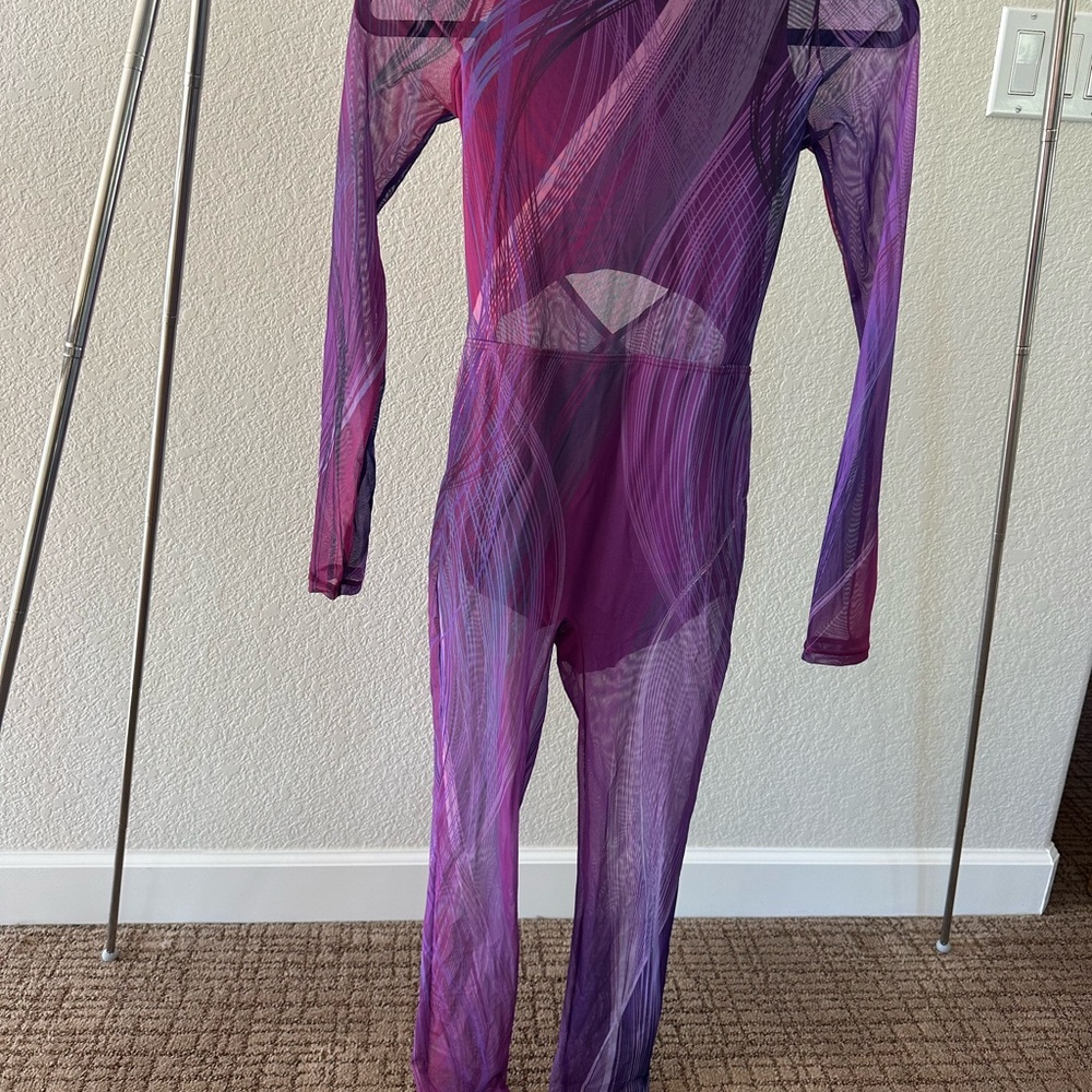 Sheer Purple and Pink Bodysuit